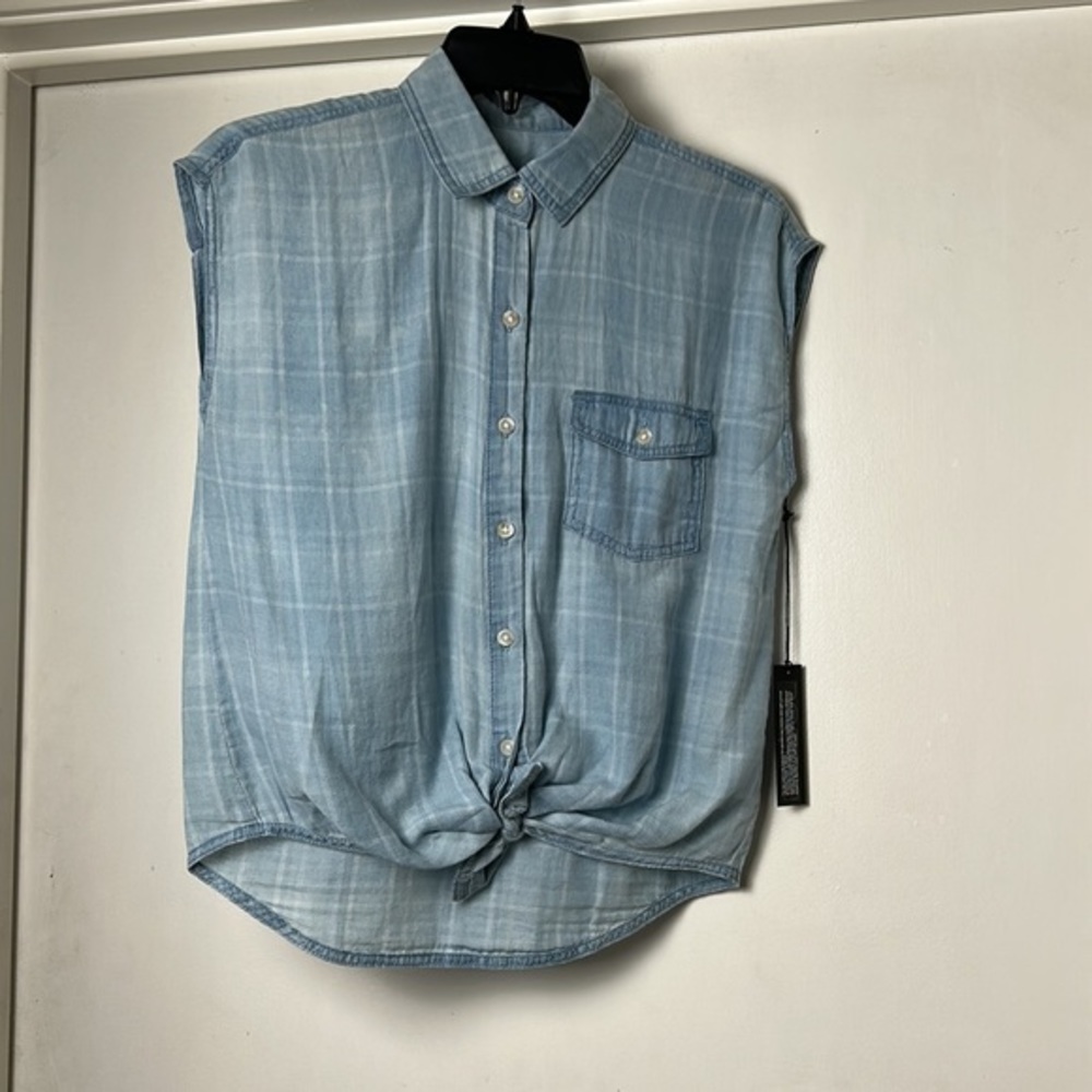 Joe's Sleeveless Tie Bottom Button Front Shirt-Size XS  NWT